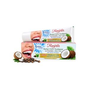 rasyan herbal clove toothpaste extra white with coconut & aloe vera 100 g